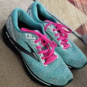 Brooks Miami Beach Bluish Green and Black Ghost 14 Running Shoes SZ 9